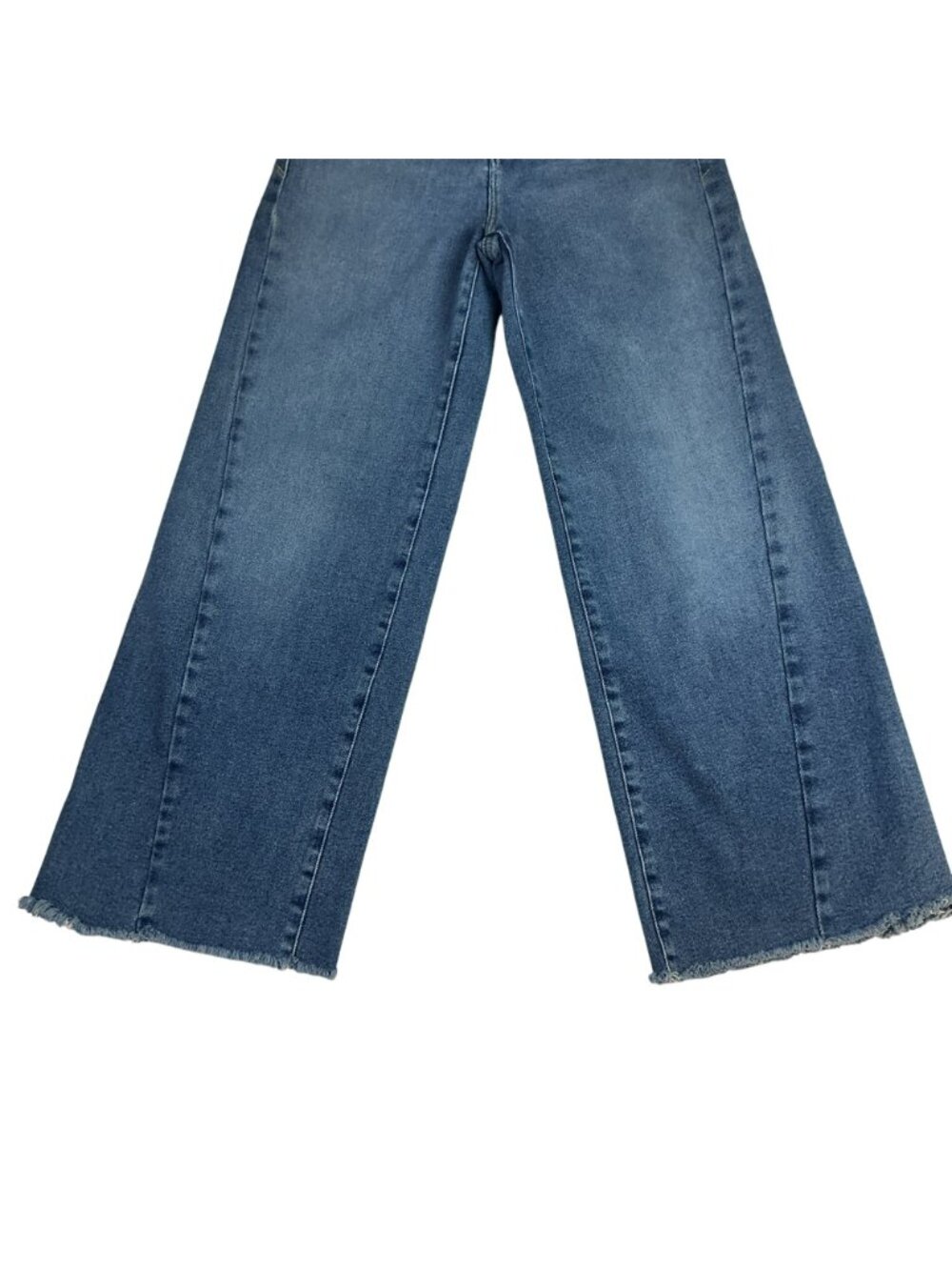 Good American Cropped Palazzo Wide Leg Raw Hem Jeans Womens 2 / 26 Blue Denim - Picture 4 of 11
